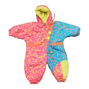 Vintage Neon Confetti Colorblock Infant Snowsuit By Tidykins